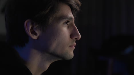 Close-up-Of-A-Young-Man-Focussing-On-Playing-Video-Games