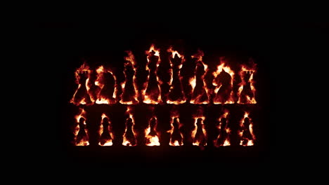 Set-of-Chess-pieces-with-fire-and-burning-effects-on-black-background