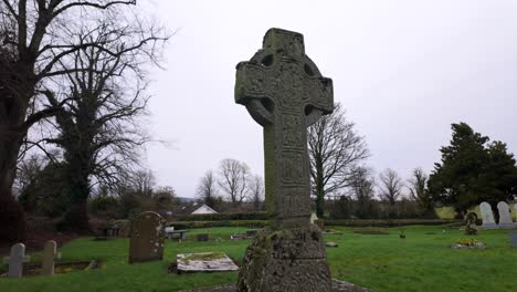 Historic-High-cross-graveyard-ancient-place-Castledermot-Kildare-historical-village-tourist-attraction-in-winter