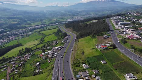 Aerial-view-Santa-Rosa-curve-Cutuglahua-Ecuador-Panamericana-highway-E-35