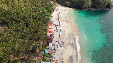 Drone-scene-of-beautiful-Virgin-Beach-in-East-Bali,-Karangasem,-Indonesia
