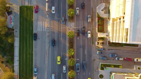 Bird's-Eye-View-Over-City-Road-With-Vehicles-In-Athens,-Greece---Drone-Shot