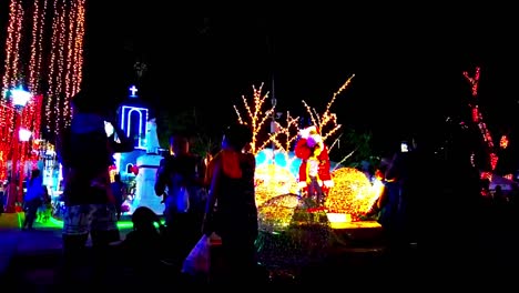 Colorful-decorative-lights-in-Luneta-Park,-Surigao-City,-Philippines