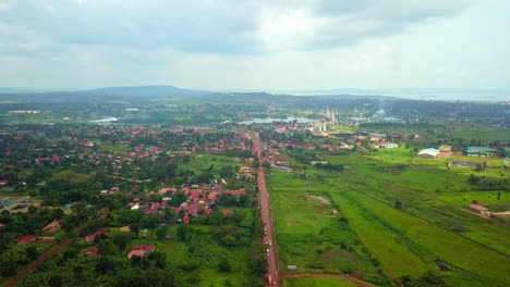 Panoramic-View-Over-Jinja-Town-In-Uganda---Aerial-Drone-Shot