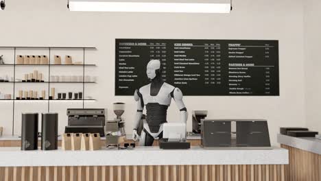 Roboter-Barista-Kommandiert-Die-Theke-In-Einem-Stilvollen-Café