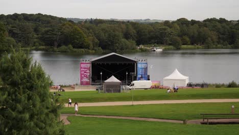 Stage-By-The-Lake-Set-Up-For-The-Woodgate-Festival-In-Trentham-Gardens