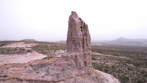 View-of-a-Peak-eroded-by-weather-between-the-Petrified-forest-at-Bahia-Bustamante-,-Argentina-Patagonia