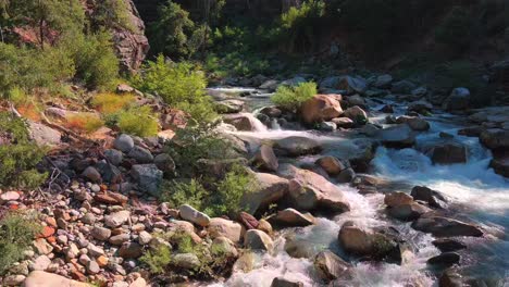 Schneller-Fluss,-Der-Durch-Eine-Steinige-Waldlandschaft-Fließt