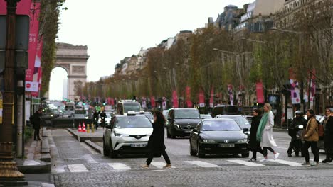 Slow-motion-clip-of-people-gathered-on-new-year-on-Champs-Élysées---The-Most-Beautiful-and-Famous-Avenue-in-Paris