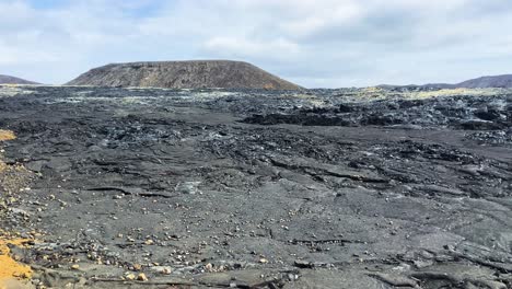 Black-lava-field-in-Iceland,-wide-shot