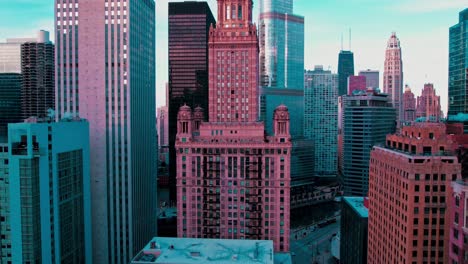Vibrant-Hyperlapse-of-Chicago-Downtown-in-the-winter-with-smoke-coming-from-horns