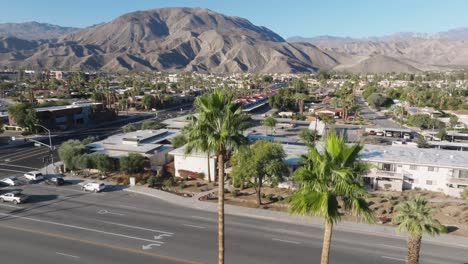 Palm-Desert,-California-drone-video-moving-up