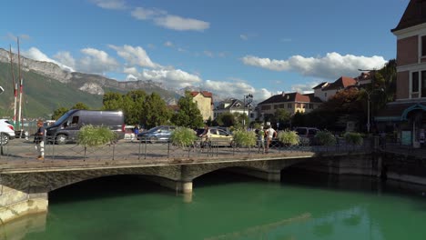 Emblematic-river-of-Annecy-has-a-Green-Colour-and-is-Very-Clean