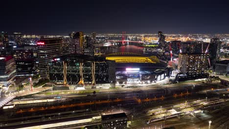 Night-Timelapse-from-the-Balcony-of-a-skyscraper-apartment-overlooking-the-beautiful-skyline-behind-Melbourne's-Marvel-Stadium
