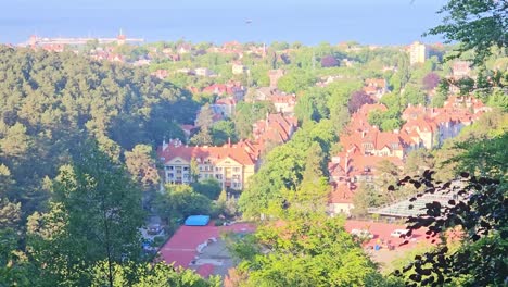 Panoramic-view-of-city-Sopot,-Poland