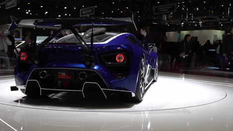 Geneva,-Switzerland---March-12th,-2019:-wide-rear-view-shot-of-the-TRS-S-at-the-Zenvo-booth-at-Autosalon-Geneva-Motor-Show-2019