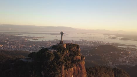 Aerial-point-of-interest-of-Cristo-Redentor-statue-in-Rio-de-Janeiro