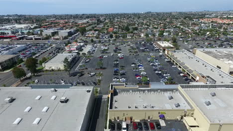 Aerial-footage-of-shopping-center-near-the-corner-of-Torrance-Blvd