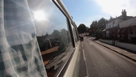 Hyper-lapse-from-the-side-of-a-1973-VW-camper-van-driving-in-the-summer-trough-Isle-of-Weight