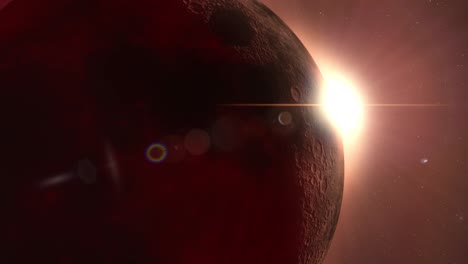 Simulation-Des-Sonnenaufgangs-Hinter-Dem-Roten-Mond