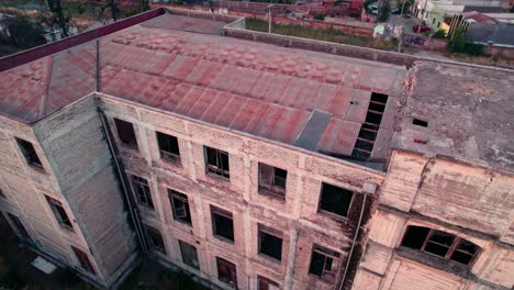 Flyover-of-the-abandoned-former-maternity-ward-of-the-barros-luco-hospital-in-Santiago-Chile,-a-hotspot-of-insecurity-and-misery