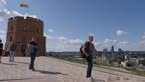 Vilnius-Gediminas-Tower,-static-time-lapse