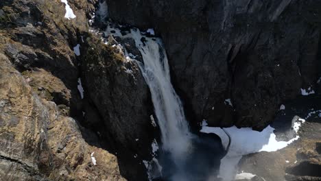 Voringsfossen-Waterfall---Eidfjord,-Norway---4K-Drone-Orbit
