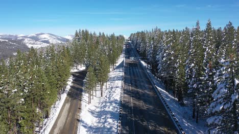 California-Interstate-Snowy-Aerial-View