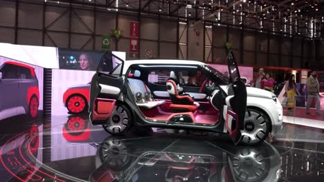 Geneva,-Switzerland---March-12th,-2019:-Wide-shot-of-a-white-concept-car-with-portal-doors-at-the-FIAT-booth-at-Autosalon-Geneva-Motor-Show-2019,-Switzerland