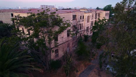Bird's-eye-view-hidden-perspective-of-the-abandoned-building-of-the-Ex-Maternity-at-Barros-Luco-hospital-Santiago-Chile