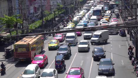 High-angle-view-of-vehicles-on-street-during-traffic-jam