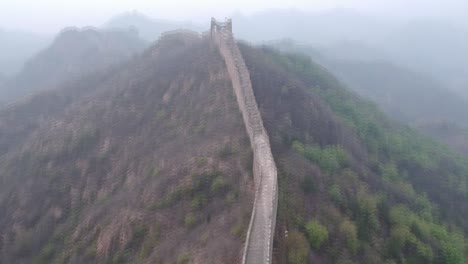 Aerial-Pan-Up-View-Over-Great-Wall-Of-China-From-Guard-Tower