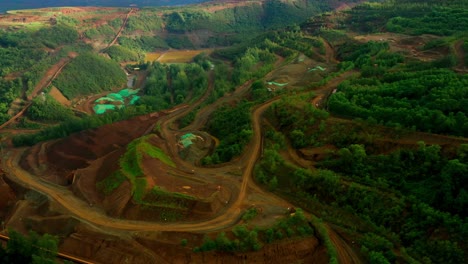 Takeover-of-nickel-mining-industry-at-Taganito-Claver-of-Sumitomo-corp,-aerial-pan