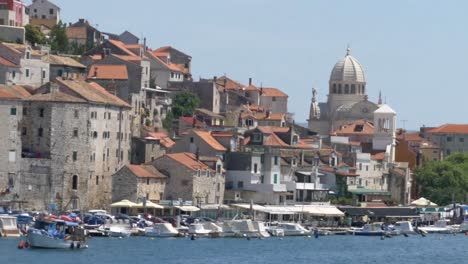 View-of-the-old-town-and-Cathedral-of-Sibenik-in-Croatia