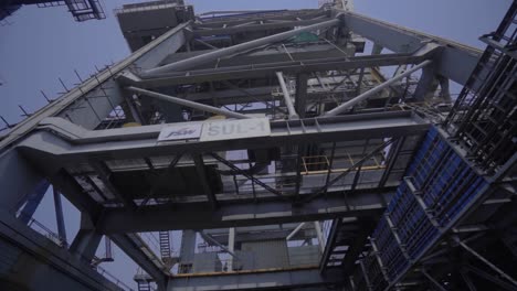 View-Under-Steel-Structure-Of-Ship-Loader-At-Paradip-Port-In-India