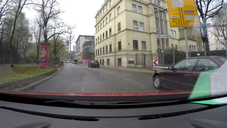 POV-shot-driving-around-a-residential-area-in-a-city-of-Germany