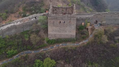 Aerial-Pedestal-Up-View-From-Beacon-Tower-At-Great-Wall-Of-China