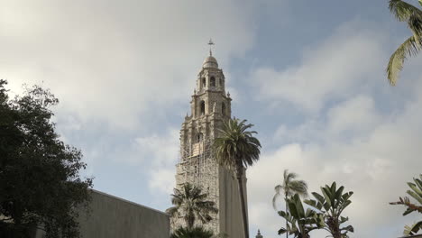 Timelapse-of-cloudy-sky-at-the-historic-Balboa-Park-museum-in-San-Diego,-CA