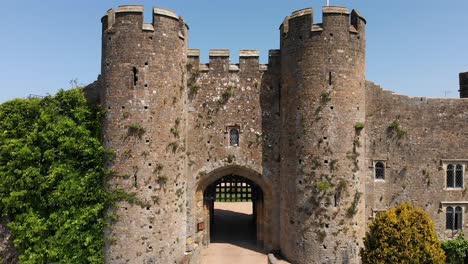 Aerial-Shot-of-the-Main-Entrance-to-Amberley-Castle
