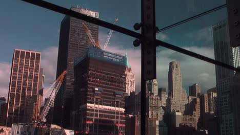 Timelapse-Of-Building-Being-Constructed-By-Cranes-Near-Ground-Zero,-New-York-Locked-Off