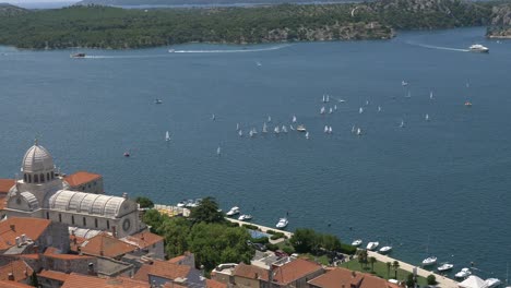 Panorama-View-of-Sibenik-The-shot-is-starting-over-st