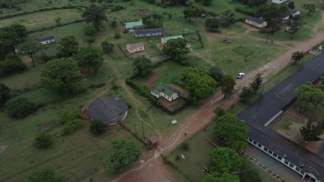 Drone-video-of-a-catholic-mission-homestead-at-a-village-in-Midlands,-Zimbabwe