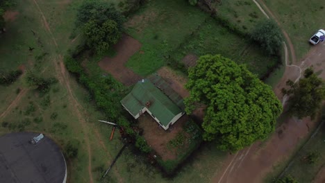 Drone-video-of-a-catholic-mission-homestead-at-a-village-in-Midlands,-Zimbabwe