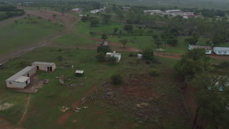 Drone-video-of-a-catholic-mission-school-church-at-a-village-in-Bulawayo,-Zimbabwe