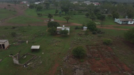Drone-video-of-a-catholic-mission-village-cottage-in-Bulawayo,-Zimbabwe