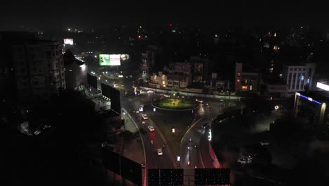 Rajkot-aerial-drone-view-Many-vehicles-are-moving-around-the-square