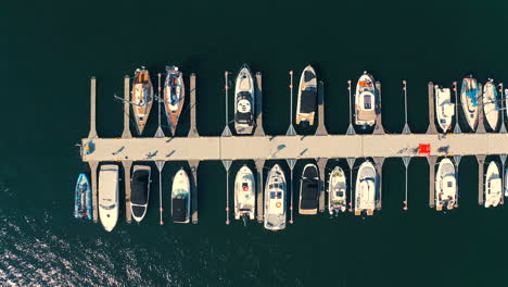 Top-view-of-luxurious-yachts-moored-in-the-marina-at-summer-day