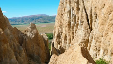 Clay-Cliffs-panorama:-Hills-backdrop-in-captivating-stock-footage