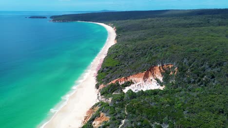 Drone-aerial-landscape-sandy-white-beach-bushland-National-Park-Pinnacles-beach-South-Coast-Eden-NSW-coastline-travel-tourism-Australia