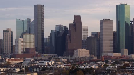 Vista-Aérea-De-Los-Rascacielos-En-El-Centro-De-Houston,-Texas